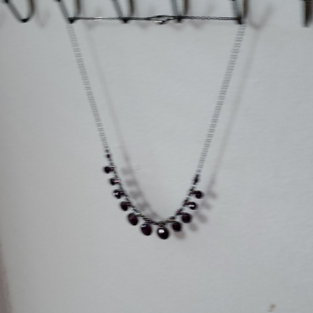NWOT Faux Amethyst Rhinestone Necklace - Picture 5 of 6